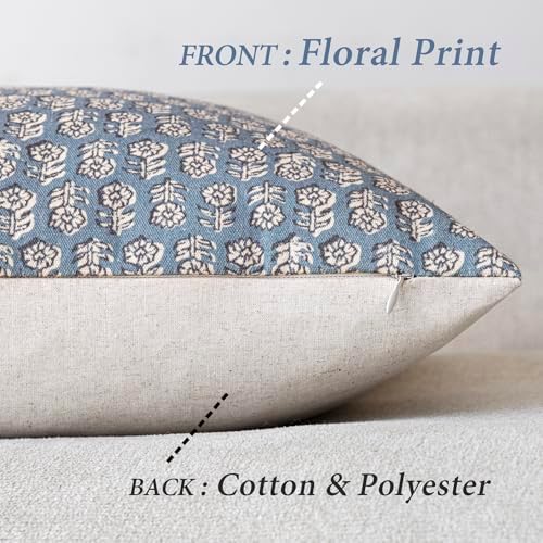 Foindtower Decorative Floral Print Throw Pillow Covers 18×18 Dusty Blue - Image 2