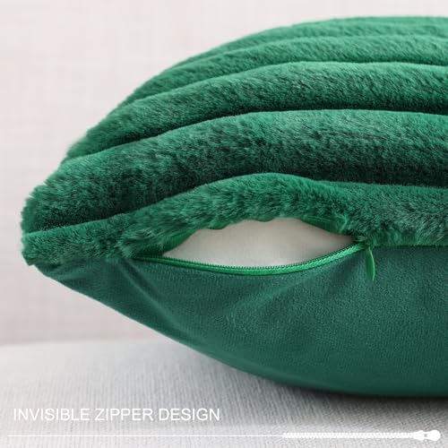 Pallene Faux Fur Throw Pillow Covers 12x20 Set of 2, Christmas Green - Image 3