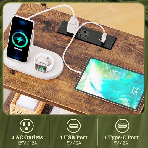 SUPERJARE Nightstand Set of 2 with Charging Station, USB-C Port, End Tables - Image 4