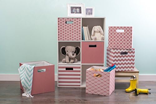 DII Hard Sided Collapsible Fabric Storage Container for Nursery, Offices, & Home Organization, (13x13x13") - Lattice Rose - Image 6