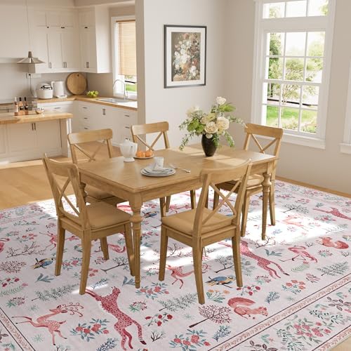 DUKINO 5x7 Area Rugs, Washable Animal Rug for Living Room Non Slip, Pink - Image 6