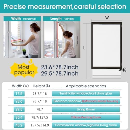 Coavas Frosted Glass Window Privacy Film, Static Cling, White 17.5"x78.7" - Image 5
