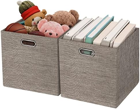 Posprica Foldable Storage Bins,13×13 Storage Cubes Basket Containers for Shelf Cabinet Bookcase Boxes,Thick Fabric Drawers - Set of 2, Coffee by Posprica
