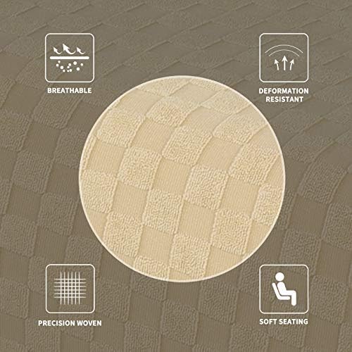 MAXIJIN Jacquard Ottoman Cover Slipcovers Folding Storage Stool Furniture Protector Cover Soft Thick Rectangle Foot Rest Slipcover with Elastic Bottom (Ottoman Large, Light Beige) - Image 5