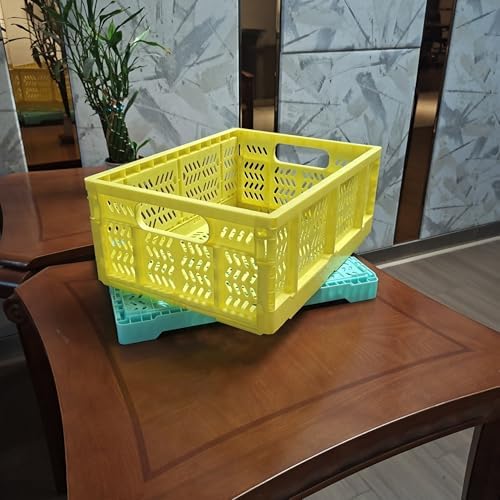 20L Folding Crate, 4Pack Plastic Storage Baskets Organizer for Home and Office,Collapsible Storage Crates for Home Office and Outdoor Organizer.(Yellow) - Image 3