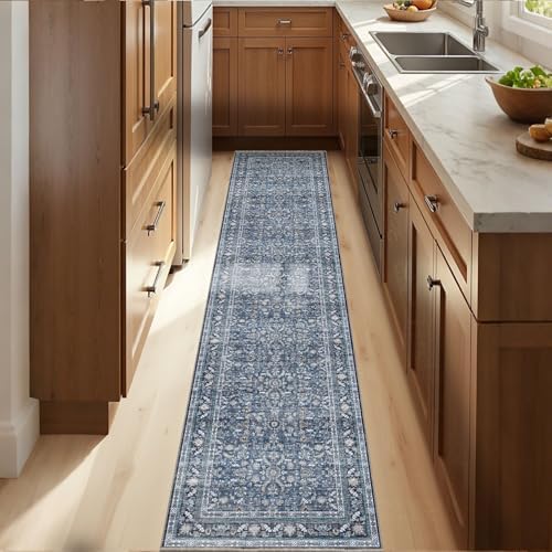 OPPODREAM Vintage Blue Area Rugs 2x10, Washable Rug for Living Room by OPPODREAM