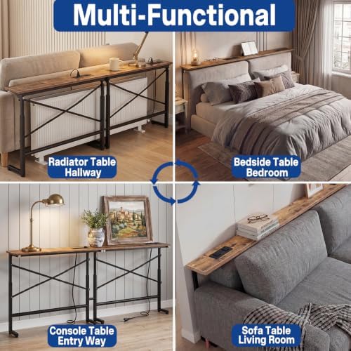 102.4 Inch Behind Couch Table with 2 Outlets, Narrow Console Table - Image 3