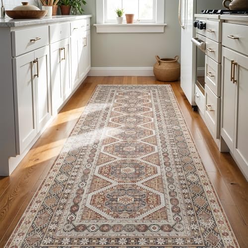 3x8 Runner Rug Kitchen Washable: Non-Slip Carpet Runner for Floor Brick by Ksrau