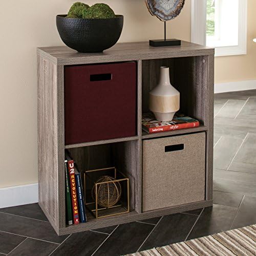 ClosetMaid 4 Cube Storage Shelf Organizer Bookshelf with Back Panel, Easy Assembly, Wood, Weathered Gray - Image 2