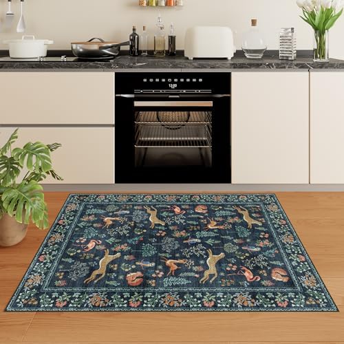 DUKINO 2x3 Entryway Rug, Washable Door Mat Animal Kitchen Rug, Navy Blue - Image 6