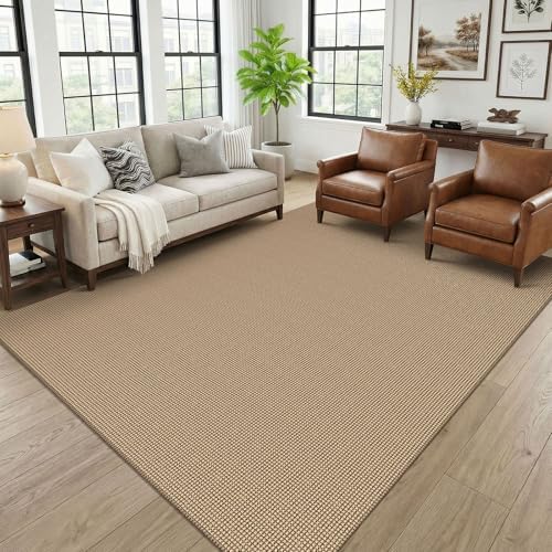 KOZYFLY Washable Area Rug 6x9 ft Rubber Backed Non Slip Rugs for Living Room Braided Cotton Bedroom Rug Woven Office Rugs Indoor Floor Carpets for Dining Bedroom Living Room, Orange Beige/Tan/Brown by KOZYFLY