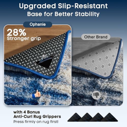 Ophanie 9x12 Blue and Gray Area Rugs for Living Room,Large Navy Grey White Fluffy Shag Fuzzy Plush Soft Carpets,Floor Shaggy Rugs for Bedroom,Carpet for Kids Dorm Decor with Over 99 pcs Pile fibers - Image 4