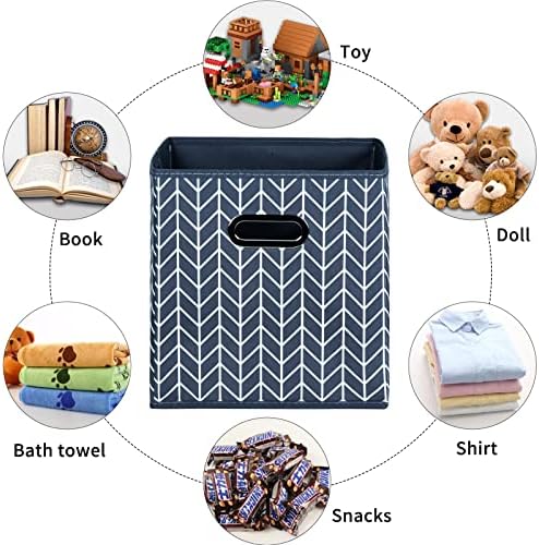 Fabric Cloth Storage Bins,Fabric Cube Organizer with Dual Handles Foldable Cube Storage Baskets for Home Bedroom Storage,Set of 3,(Grey Wave) - Image 3