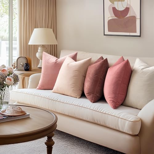 MIULEE Velvet Throw Pillow Covers 16x16 Inch Pack of 2 Dusty Pink - Image 3