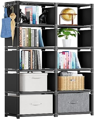 Mavivegue Black Book Shelf 10 Cube Storage Organizer Bookcases Closet by Mavivegue