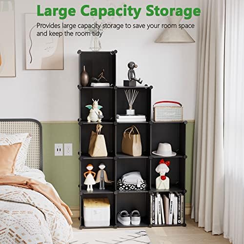 C&AHOME Cube Storage Organizer, 12-Cube Shelf Units, Closet Cabinet Black - Image 4