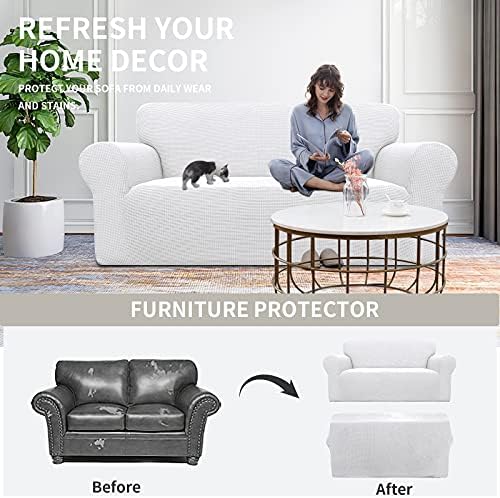 Easy-Going Stretch Oversized Loveseat Couch Covers Washable Snow White - Image 4