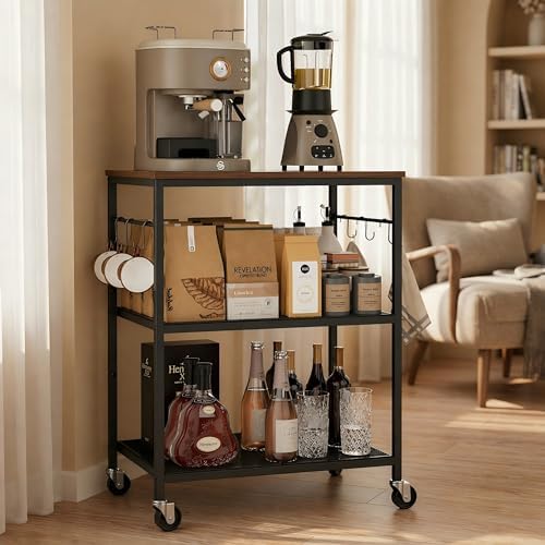 Homleke 3-Tier Rolling Kitchen Microwave Cart, Utility Cart - Image 5