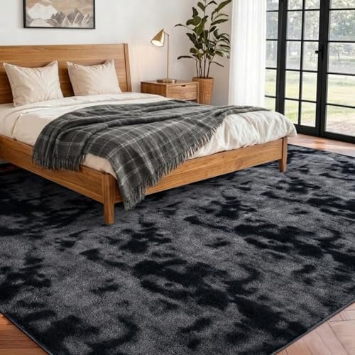 7x10 Large Tie-dye Dark Grey Area Rug Non-Slip Washable for Living Room - Image 2