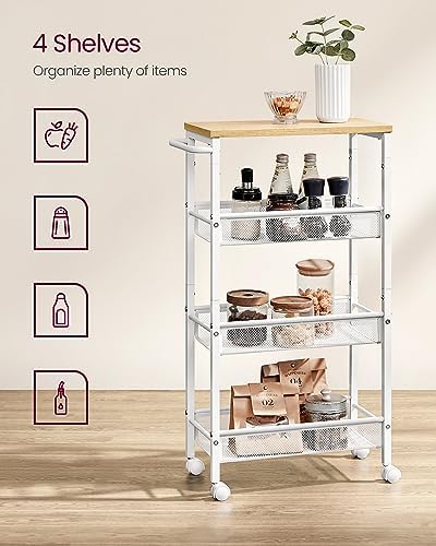 VASAGLE 4-Tier Slim Rolling Storage cart with Wheels, 8.7 Inches, Metal - Image 3