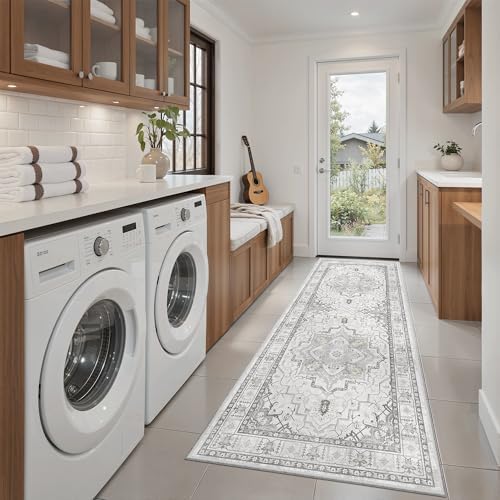 Madane Hallway Runner Rug 2x5 Washable Entry Rugs Non-Slip, Grey - Image 4