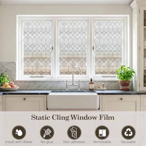 Sunbaby Reeded Glass Window Privacy Film, Frosted Static Cling,23.6"x394" - Image 5