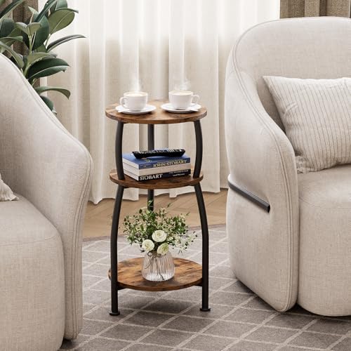 Small Round Side Table, 3-Tier Slim End Table for Small Spaces - Image 5