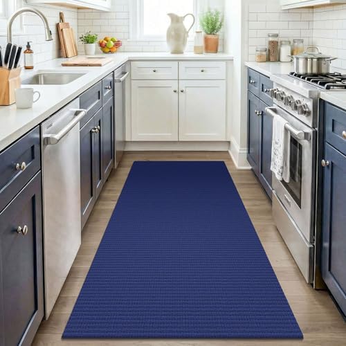 KOZYFLY Washable 3x4 Entry Area Rug, Braided Throw Rugs for Entryway, Non Slip Door Mat Indoor Outdoor Entrance, Front Porch Foyer Carpet for Kitchen, mudroom, Bathroom, Deep Navy Blue - Image 2