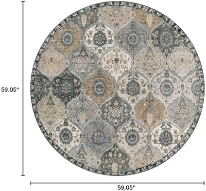 Lahome Moroccan Washable Round Rug 5ft, Soft Circle Rug for Dining Room - Image 2