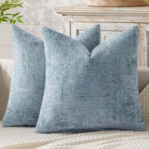 MIULEE Decorative Couch Throw Pillow Covers 20x20 Inch Light Blue 2 Pack by MIULEE
