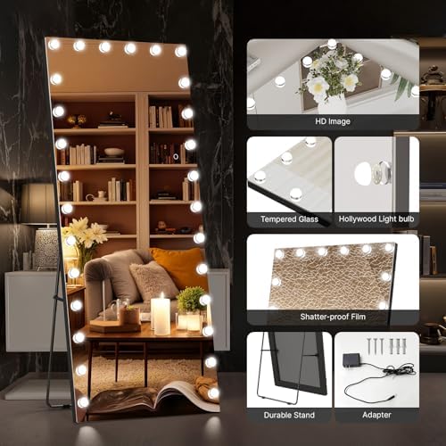 Kosmonia 82"x36" Hollywood Full Length Mirror with Light, 28 Dimmable Bulbs - Image 5