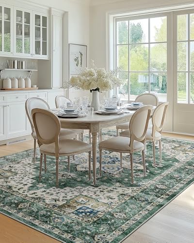 AMADA HOMEFURNISHING 6x9 Area Rug, Washable Low-Profile Large Area Rug with Non-Slip Backing & Durable Edge Binding, Vintage Large Rugs for Living Room, Bedroom - Image 3