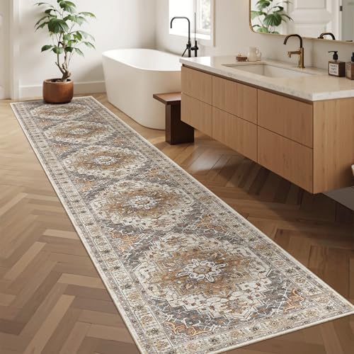 Madane Washable Runner Rugs 2x12 Long for Hallway Kitchen, Turmeric/Grey - Image 5