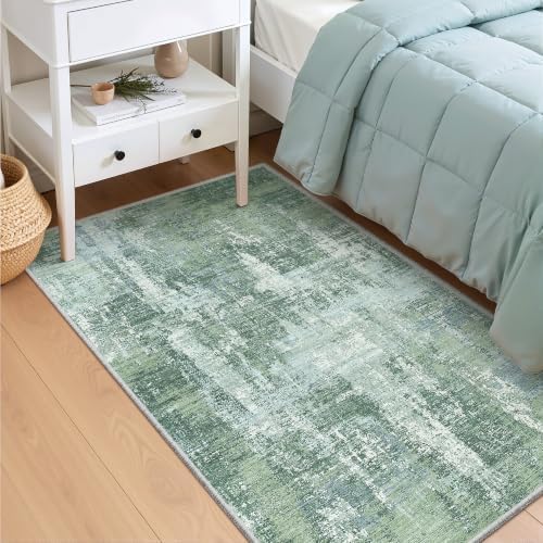Valenrug 3x5 Rug, Abstract Washable Entryway Rug for Bedroom Sage Green - Image 3