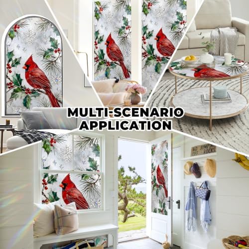 BVBOX Window Privacy Film Frosted Glass Window Sticker Window Film Static Glass Cling Tint Non-Adhesive for Home Door Decorative Frosting Cover 17.5 X 78.7 inch (1, Cardinal Pine, 17.5W X39.3L) - Image 6