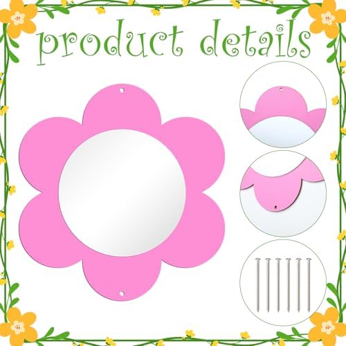 Xuhal 6 Pcs Flower Mirror Set Handmade Learning Tool Outdoor Sign for Sensory Gardens Sensory Rooms Garden Wall Decorations Spring Activitie - Image 3