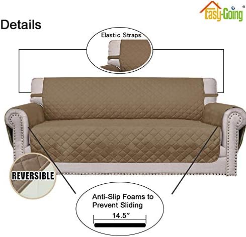 Easy-Going Reversible Couch Cover, 4 Seater Sofa, Camel/Ivory - Image 3