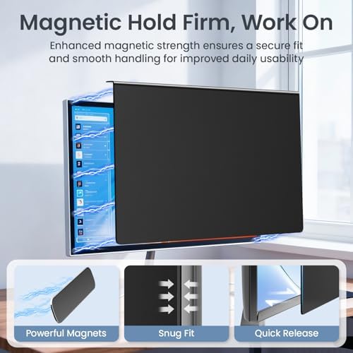 Magnetic 22 Inch Privacy Screen for Computer Monitor 16:9 Aspect Ratio,Removable Anti Blue Light Filter with Eye Protection,Hanging Anti-Spy Protector for Flat Desktop PC - Image 4