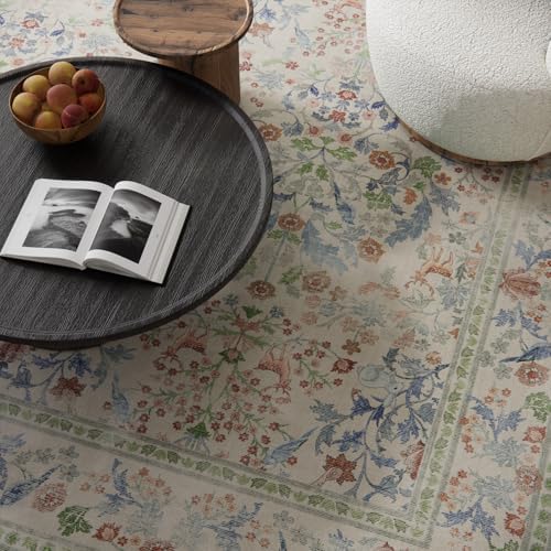 9x12 Area Rugs for Living Room: Washable Bedroom Rug Vintage Area Rug Stain Resistant Non Slip Low Pile Lightweight Soft Carpets for Dining Room Kitchen Nursery Kids Room Farmhouse - Image 3