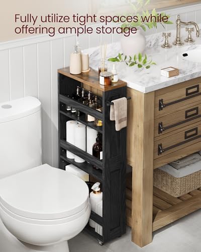 VASAGLE 4-Tier Slide-Out Storage Cart, Slim Kitchen Cart with Wheels - Image 5