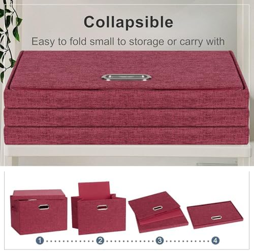 Storage Bins with Lids Fabric Closet Organizers Cubes Office Organization - Image 4