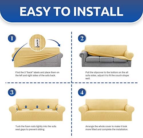 KEKUOU Stretch Oversized Couch Covers for Sofa Slipcover,Champagne - Image 6