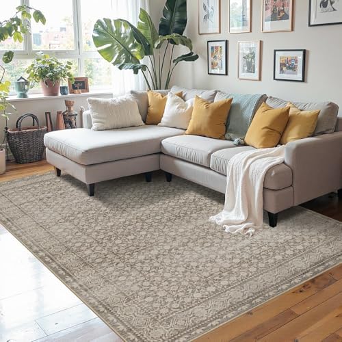 Rugxara 4x6 Vintage Boho Washable Rug for Bedroom(Beige) - Image 3