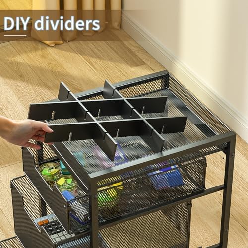 Rolling Utility Cart with 4 Drawers, Craft Organizer and Storage Carts with DIY Divider, Lockable Wheels Storage Organizer for Art Supplies, Store for Brushes & Paints & Small Parts(Patent Pending) - Image 5