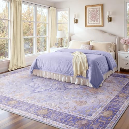 RELEANY Washable Area Rug, Large 9'x12', Purple - Image 2