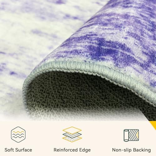 RELEANY Washable Runner 2'x10' Abstract Area Rug for Hallway Purple - Image 4