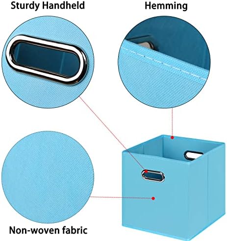 Black Foldable Storage Cubes Bins , Fabric Storage Box Cubes Organizer Baskets with Dual Handles for Home Organizer(Blue) - Image 7