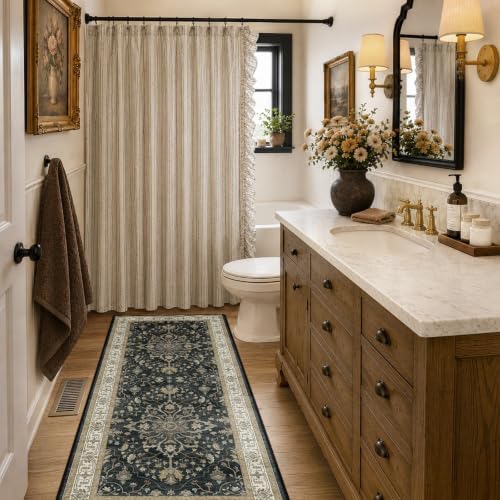 RELEANY Washable Area Rug, Runner 2'x6', Black/Vintage/Beige - Image 2