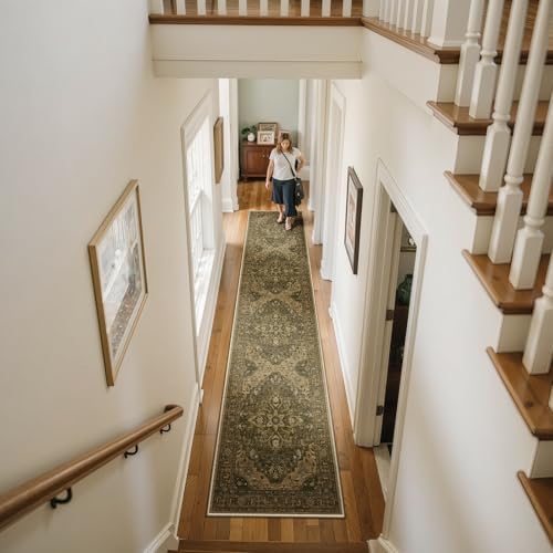 RELEANY Washable Area Rug, Runner 2'x10', Brown/Dark Brown - Image 2