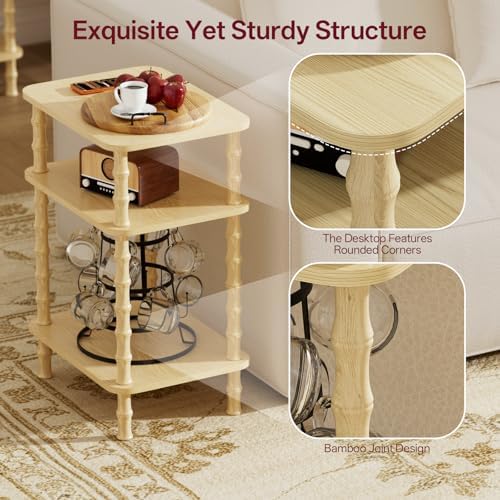 Side Table,Living Room End Tables with 3-Tier,Small Nightstand Table for Small Spaces,Sofa Side,Bedside, Bathroom,Coffee Table,Modern Bedside Table,Stable Frame,Easy Set Up (Rustic Walnut) - Image 4